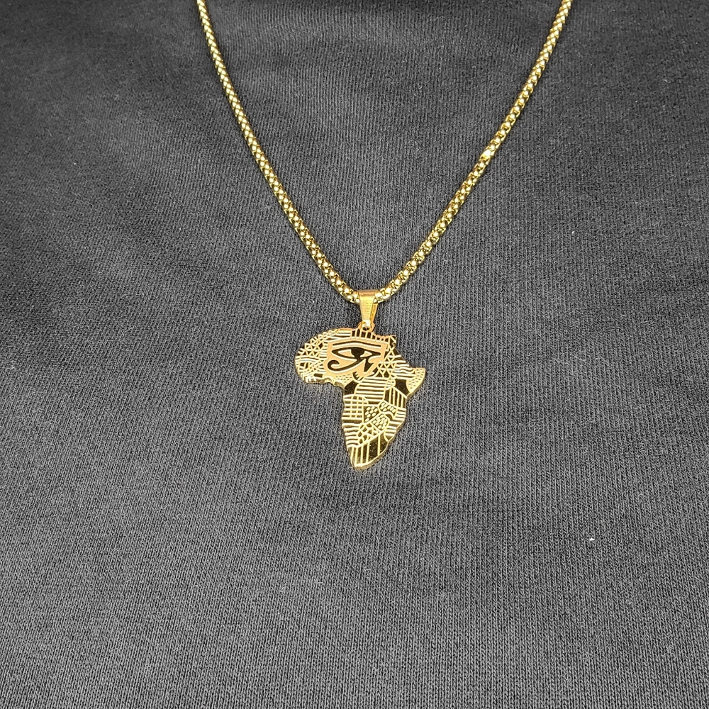 Egyptian Eye Continent Pendant Necklace - Picture 10 of 10